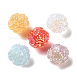Uv perles acryliques de placage, iridescent, fleur, couleur mixte, 19.5x19.5x18mm, Trou: 2mm