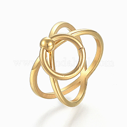 Anillos de dedo de 304 acero inoxidable, anillo entrecruzado, anillos dobles, x anillos, hueco, tamaño de 7, dorado, 17mm