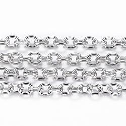 304 Stainless Steel Cable Chains, Soldered, with Spool, Oval, Stainless Steel Color, 2x1.5x0.4mm, about 32.8 Feet(10m)/roll