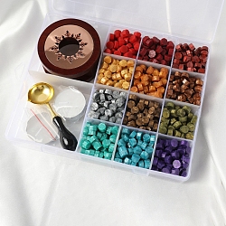 Sealing Wax Particles, for Retro Seal Stamp, with Sealing Wax Stove, Spoon and Candle, Colorful, 209x168x39mm