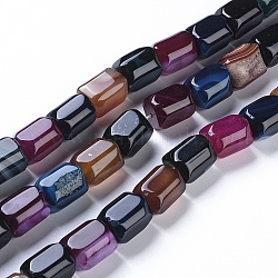 Natürliche Achat Perlen Stränge, gefärbt und erhitzt, Kolumne, Mischfarbe, 20x15 mm, Bohrung: 1.2 mm, ca. 19 Stk. / Strang, 14.76 Zoll (37.5 cm)