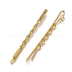 Железные фурнитуры шпильки Bobby Pin, с петлей, золотые, 55.5x2x3~6 мм, отверстие : 2 мм