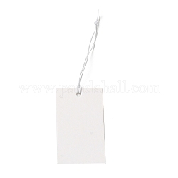 Étiquettes de prix du papier, avec cordon élastique, rectangle, fumée blanche, 10.5~10.8 cm, rectangle: 50x30x0.3 mm