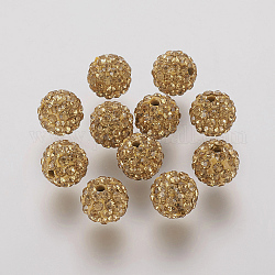 Perline strass polimero argilla, grado a, tondo, perline palla di disco, topazio colorado chiaro, 10x9.5mm, Foro: 1.5 mm