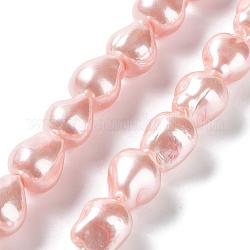 Hebras de perlas de concha electrochapadas, pepitas, rosa brumosa, 15x12~12.5x12~12.5mm, agujero: 1 mm, aproximamente 27 pcs / cadena, 15.75~15.94 pulgada (40~40.5 cm)