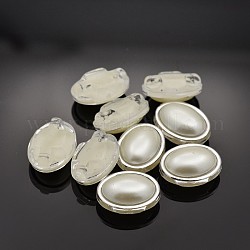 Genähte Taiwan Acrylperlen, Multi-Strang-Verbinder, Bekleidungszubehör, Oval, alte Spitze, 20.5x16x9 mm, Bohrung: 1 mm