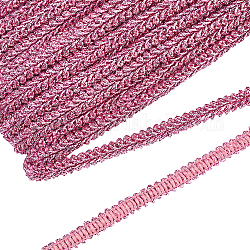 Блестящая металлизированная полиэстеровая плетеная кружевная отделка, шитье кружевной ленты сороконожка, аксессуары для одежды и аксессуары для штор, ярко-розовый, 3/8 дюйм (10 мм), около 27.34 ярда (25 м) на карту