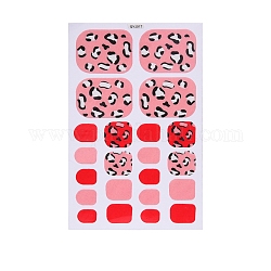 Full Cover Toenail Art Set, Self-Adhesive Glitter Design Toe Nail Decals, for Women & Girls DIY Manicure, Leopard Print Pattern, 92x60mm