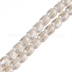 Chapelets de perles en verre transparent électrolytique, facette, colonne, burlywood, 8x8mm, Trou: 1.2mm, Environ 79~80 pcs/chapelet, 25.59 pouce ~ 27.17 pouces (65~69 cm)
