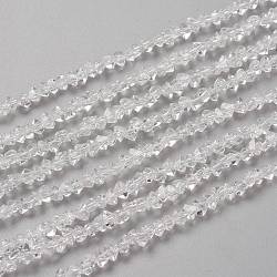 Fili di perle di vetro di colore solido trasparente, sfaccettato, poligono, chiaro, 2.5x2.5x2.5mm, Foro: 0.7 mm,circa150pcs/filo, 13.39'' (34 cm)