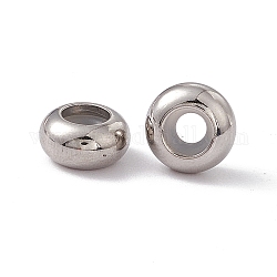 201 perline in acciaio inossidabile, con gomma all'interno, perle scorrevoli, branelli del tappo, rondelle, colore acciaio inossidabile, 9x4.5mm, Foro: 3 mm