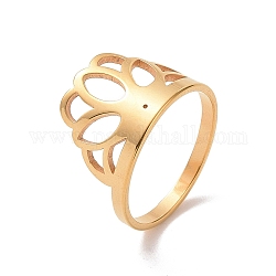 Ionenplattierung (ip) 201 Fingerring aus Edelstahl, hohler breiter Ring für Frauen, golden, uns Größe 6 1/2 (16.9mm)