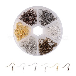 1Box 120PCS 6 Colors Iron Earring Hooks, with Horizontal Loop, Nickel Free, Mixed Color, 18x0.8mm, 20 Gauge, Hole: 2mm, about 20pcs/compartment