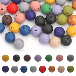 Chgcraft 90 pièces 15 styles perles de silicone écologiques de qualité alimentaire, perles à mâcher pour les jouets de dentition, Diy soins infirmiers colliers faisant, ronde, couleur mixte, 14.5~15mm, Trou: 2~2.5mm, 6 pièces / style