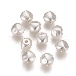 Perline in ottone, placcato di lunga durata, ovale, opaco color argento, 7x5.5x5.5mm, Foro: 1 mm