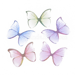 Двухцветный полиэстер ткань крылья украшения ремесла, для поделок ювелирные изделия серьги ожерелье заколка для волос украшение, бабочка, разноцветные, 24x31 мм