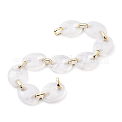 Handmade Acrylic Coffee Bean Chains, with CCB Plastic Quick Link Connectors, Clear, 19~43x12~34x4.5~10.5mm, about 39.37 inch(1m)/strand