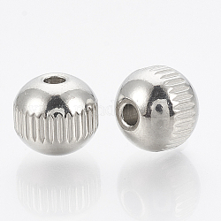 304 Edelstahl-Abstandhalter-Perlen, Runde, Edelstahl Farbe, 4x3 mm, Bohrung: 1.6 mm