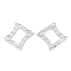 304 Stainless Steel Pendants, Rhombus Charm, Stainless Steel Color, 38.5x38.5x2mm, Hole: 1.6mm, Side Length: 28mm