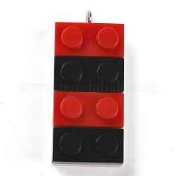 Harzanhänger, mit Platin-Eisenschlaufe, Spielzeugziegel, rot, 36x15.5x8 mm, Bohrung: 2.6 mm
