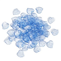 Ciondoli acrilico, foglia, blu, 15x15x2mm, Foro: 1.5 mm, 100pcs/scatola