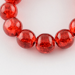 Spray Painted Crackle Glass Beads Strands, Round, Red, 16mm, Hole: 1.3~1.6mm, about 50pcs/strand, 31.4inch