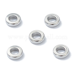 Intercalaire perles en 202 acier inoxydable, plat rond, couleur inoxydable, 3.5x1mm, Trou: 1.6mm