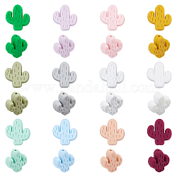 Chgcraft 24 Stück 12 Farben Silikonperlen, Kauperlen für Beißringe, Kaktus, Mischfarbe, 24x22.5x8 mm, Bohrung: 2 mm