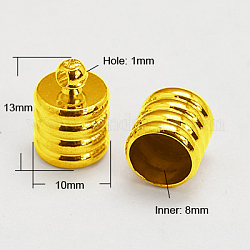Messing Endkappen für Kord, golden, 13x10 mm, Bohrung: 1 mm, Innendurchmesser: 8 mm