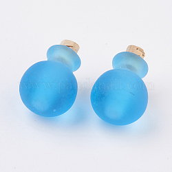 Lampwork handmade pendenti bottiglia di profumo, bottiglia di olio essenziale, smerigliato, cielo blu profondo, 24~25.5mm, Foro: 5~5.5 mm, capacità della bottiglia: 0.5~1 ml (0.017~0.03 fl. oz)