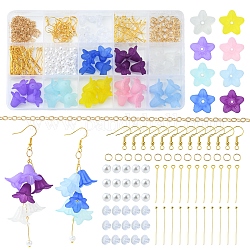 Kit de diy para hacer aretes de flores, incluyendo cuentas de perlas de imitación acrílicas y plásticas, Ganchos del pendiente de hierro, Cadenas de cable de latón, color mezclado