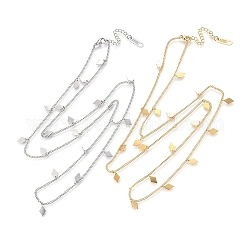304 Edelstahl Charms Halsketten, mit Karabinerverschluss, Rhombus, goldenen und Edelstahl Farbe, 28.35 Zoll (72 cm), 2 mm