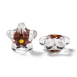 Perles en verre transparentes, avec l'émail, fleur, brun coco, 21x22x11mm, Trou: 1.2mm