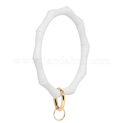 Porte-clés bracelet en silicone, avec anneau de porte à ressort en alliage, or, blanc, 9.5 cm