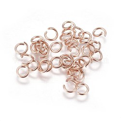 Placas de vacío 304 anillos de salto abiertos de acero inoxidable, oro rosa, 21 calibre, 4x0.7mm, diámetro interior: 2.4 mm