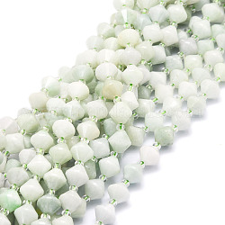 Hebras naturales de perlas de jade de myanmar, facetados, bicono, 8x8mm, agujero: 1 mm, aproximamente 40 pcs / cadena, 15.24'' (38.7 cm)
