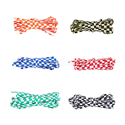 SUPERFINDINGS 6 Pairs 6 Colors Tartan Pattern Polyester Cord Shoelace, Two Tone, for Shoe Accessories, Flat, Mixed Color, 1600~1620x8x1mm, 1 pair/color