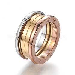 304 палец кольца из нержавеющей стали, кольцо с римскими цифрами, разноцветные, Размер 6~9, 16~19 мм