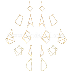 Sunnyclue 32 pz 8 stili in lega pendenti e connettori connettori, triangolo & rombo & aquilone & freccia & pentagono & guadrangle, oro chiaro, 4pcs / style