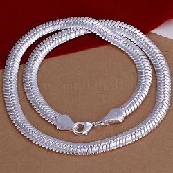 Collares de cadena de serpiente plana de latón chapado en color plateado popular para hombres, con cierre de langosta, 20 pulgada, 10mm