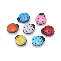Швейные пластиковые кнопки , форма божьей коровки, 1-луночное, разноцветные, 15x13x4 мм, отверстие : 3x2 мм