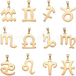 Unicraftale 12 pcs signe du zodiaque en acier inoxydable breloquese pendentifs dorés breloques 12 constellations pendentif en métal pour l'artisanat et la fabrication de bijoux