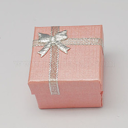 Karton Schmuck-Set Boxen mit bowknot und Schwamm im Inneren, für Ringe und Anhänger, Viereck, rosa, 50x50x37 mm