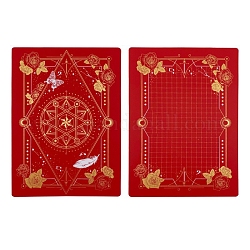 Tapete de corte de plástico, tabla de cortar, para el arte artesanal, rectángulo con el modelo de flor, rojo, 22x30 cm