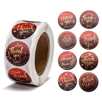 Thank You Stickers, Adhesive Roll Sticker Labels, for Envelopes, Bubble Mailers and Bags, Dark Red, 25mm, about 500pcs/roll