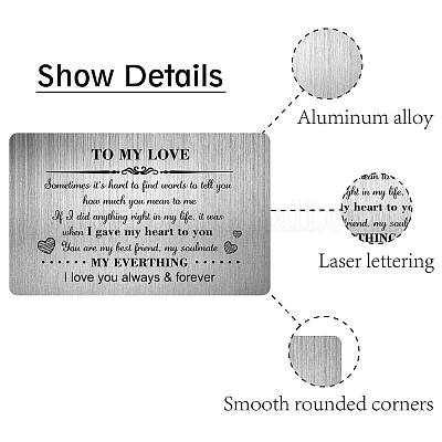 Wallet Card Love Note | Engraved Aluminum Anniversary Gifts for Men & Women  | Husband Gifts from Wife | Boyfriend Gift Idea | Romantic Gift for Him or
