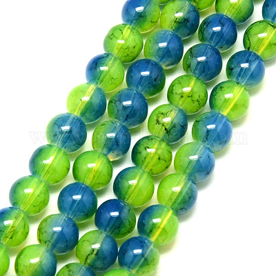 Chapelet de perles en verre baking paint&nbsp;DGLA-Q023-8mm-DB63-1
