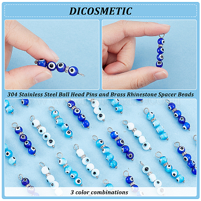 Wholesale DICOSMETIC 60pcs 3 Sizes 2 Colors Stainless Steel Ball
