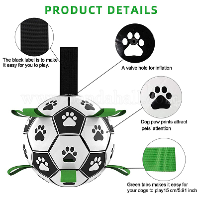 Dog Soccer Ball - Dog Ball Toys Dog Tug Toy with Upgrade Grab Taps,  Interactive Dog Toy