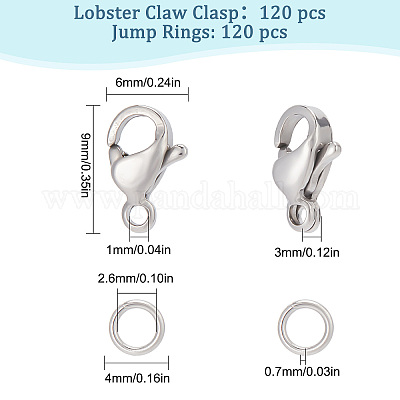 Wholesale SUNNYCLUE 1 Box 120Pcs 60 Sets Stainless Steel Lobster